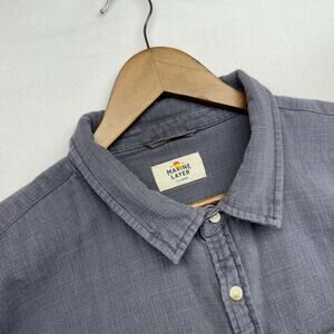 Marine Layer Shirt Men's XL Gray India Ink Stretch Selvage Long Sleeve Pocket